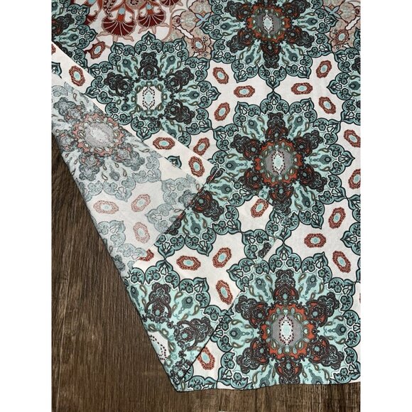 Curtains Set Of 4 Panels 49x82 Bohemian Pattern Coral Gray Teal Rod Pocket 2 Way - Picture 4 of 12